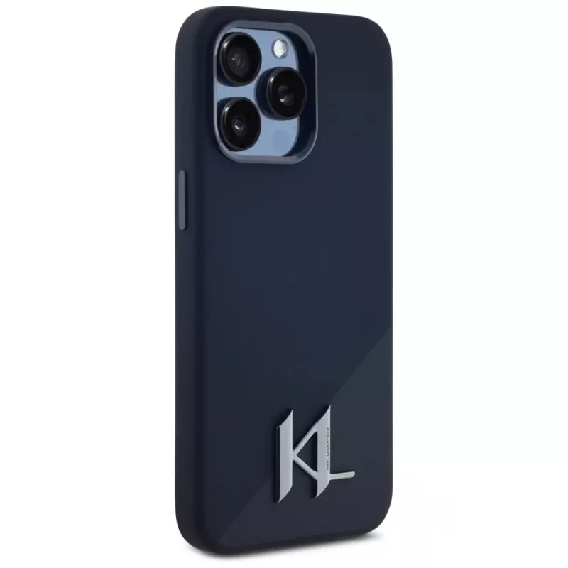 Karl Lagerfeld silicone Shadow Metal Initial MagSafe case voor iPhone 15 Pro Max zwart