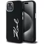 KARL LAGERFELD silicone Metal Script Logo case voor Apple iPhone 15, zwart
