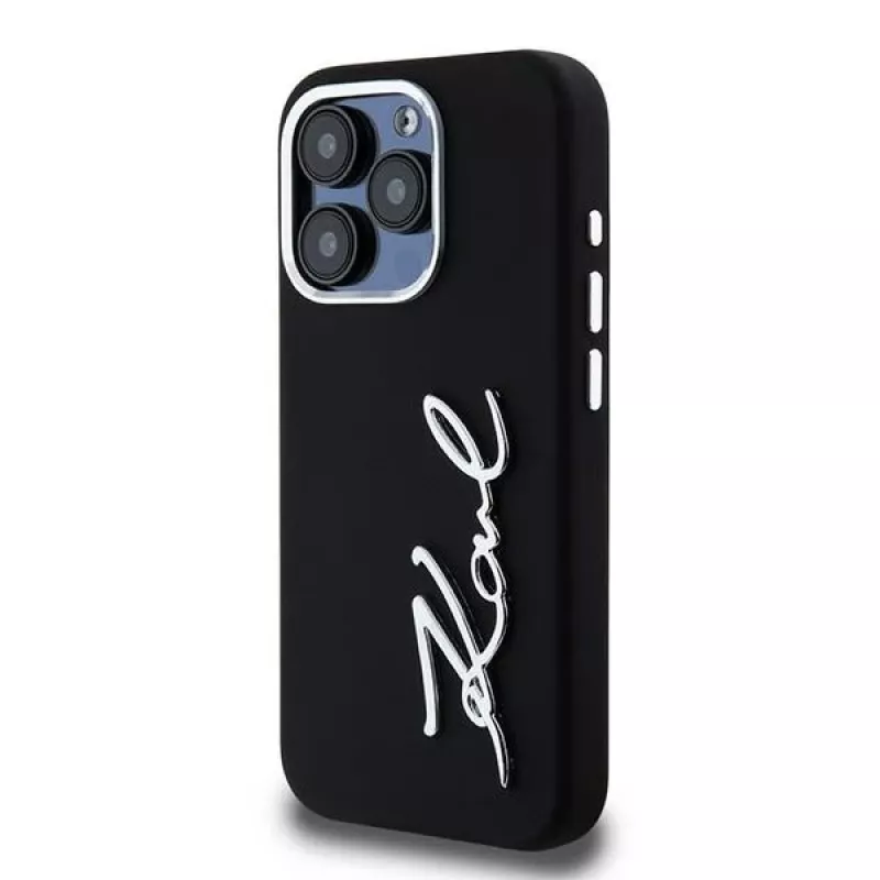 Karl Lagerfeld KLHCP15LSCMSMVK hardcase silicone Metal Script Logo voor iPhone 15 Pro 6.1 zwart