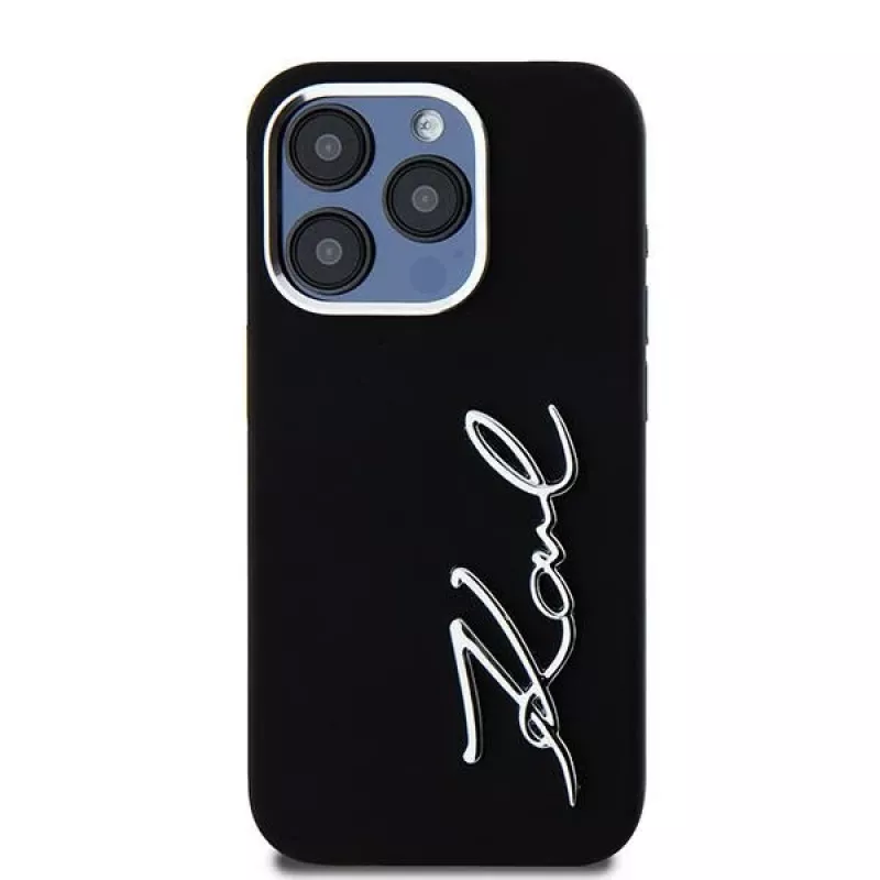 Karl Lagerfeld KLHCP15LSCMSMVK hardcase silicone Metal Script Logo voor iPhone 15 Pro 6.1 zwart