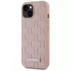 Karl Lagerfeld leer monogram metaal logo MagSafe hoes voor iPhone 15 roze