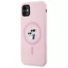KARL LAGERFELD silicone Karl&Choupette MagSafe case voor iPhone 11 roze