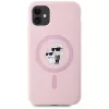 KARL LAGERFELD silicone Karl&Choupette MagSafe case voor iPhone 11 roze