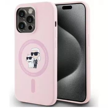 KARL LAGERFELD silicone Karl&Choupette MagSafe case voor iPhone 14 Pro Max roze