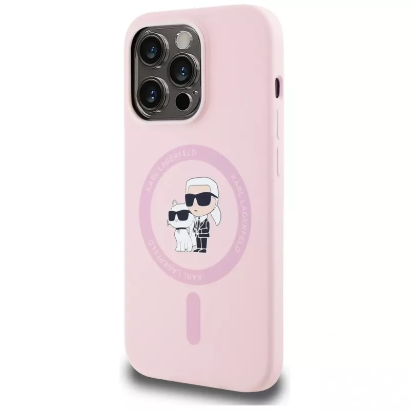 KARL LAGERFELD silicone Karl&Choupette MagSafe case voor iPhone 14 Pro Max roze
