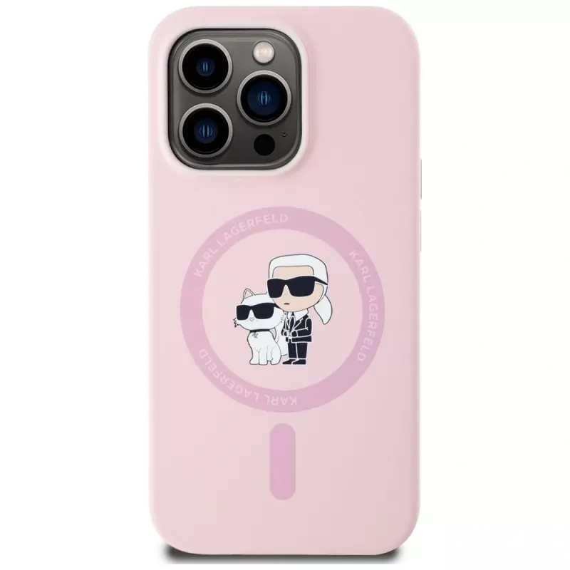 KARL LAGERFELD silicone Karl&Choupette MagSafe case voor iPhone 14 Pro Max roze