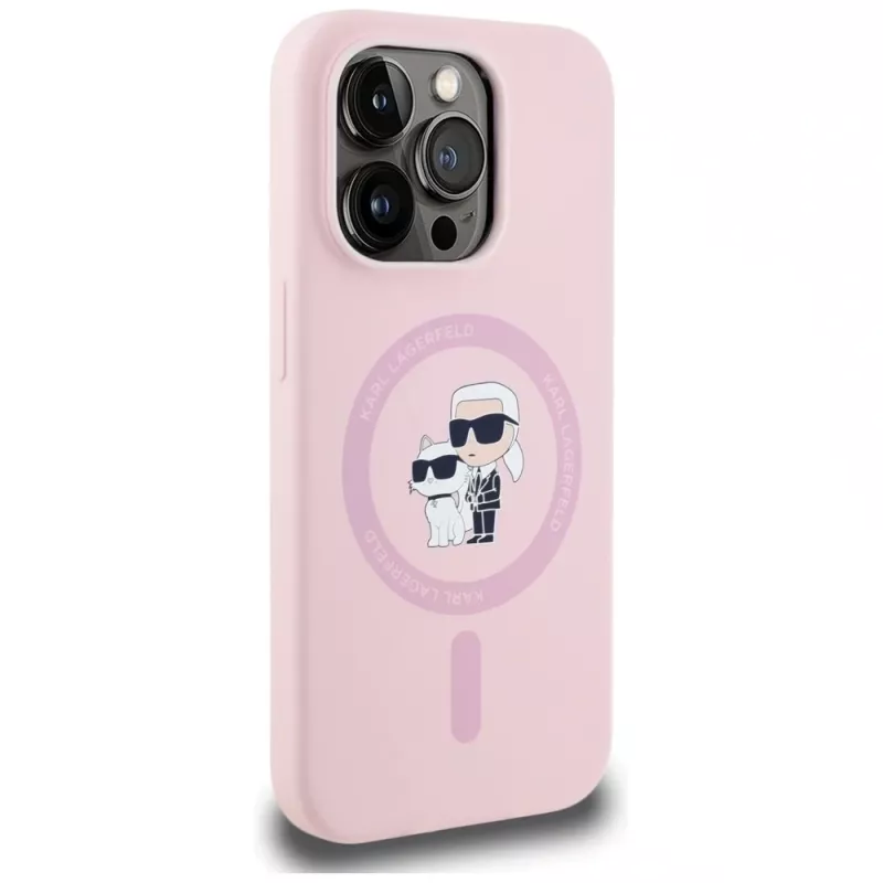 KARL LAGERFELD silicone Karl&Choupette MagSafe case voor iPhone 14 Pro Max roze