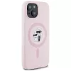 Karl Lagerfeld silicone Karl & Choupette MagSafe case voor iPhone 15 Plus roze