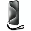 KARL LAGERFELD Saffiano Athleisure Stripes Cord case voor iPhone 15, zwart-rood
