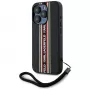 KARL LAGERFELD Saffiano Athleisure Stripes Cord case voor iPhone 15 Pro Max, zwart/rood