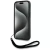 Karl Lagerfeld Saffiano Athleisure Stripes Cord case voor iPhone 15, zwart-roze