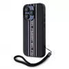 Karl Lagerfeld Saffiano Athleisure Stripes Cord case voor iPhone 15 Pro Max zwart roze