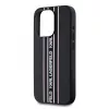 Karl Lagerfeld Saffiano Athleisure Stripes Cord case voor iPhone 15 Pro Max zwart roze