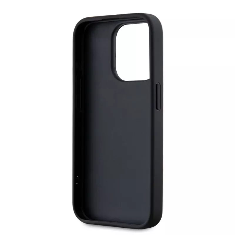 Karl Lagerfeld Saffiano Athleisure Stripes Cord case voor iPhone 15 Pro Max zwart roze