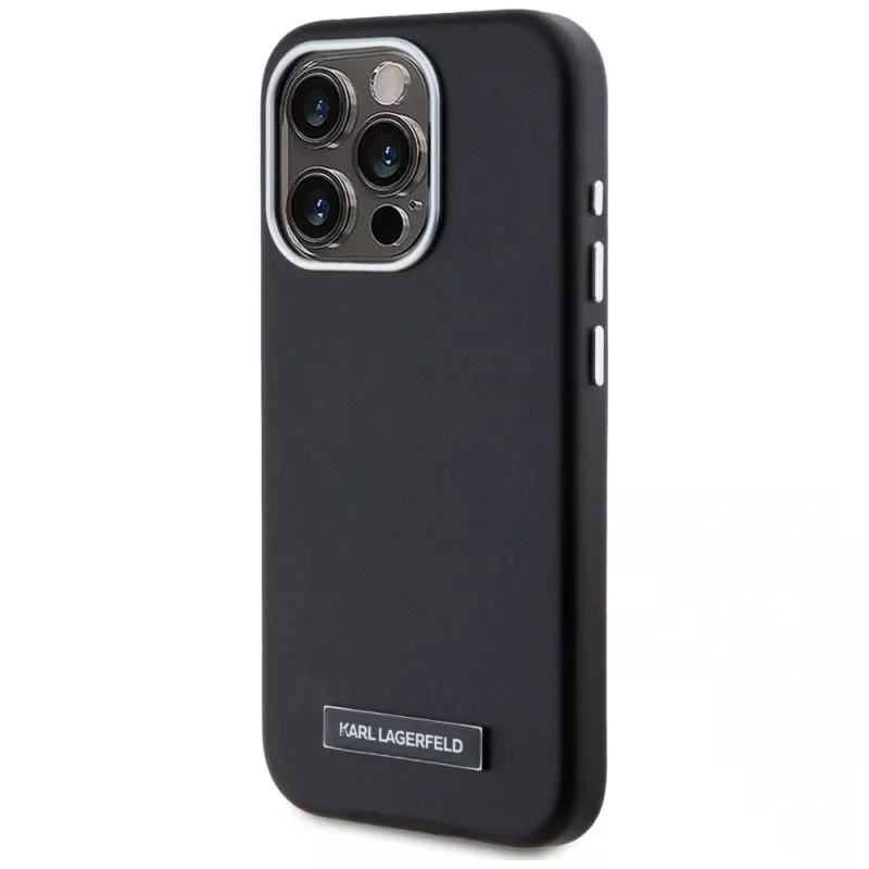 Karl Lagerfeld Metal Plate MagSafe case voor iPhone 15 Pro Max zwart