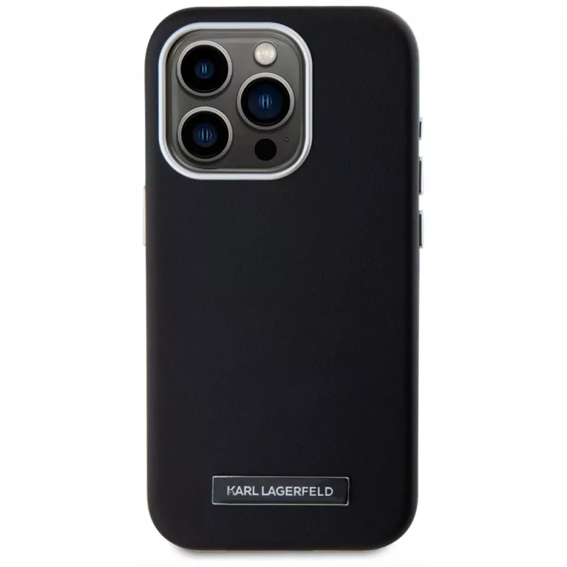 Karl Lagerfeld Metal Plate MagSafe case voor iPhone 15 Pro Max zwart