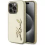 KARL LAGERFELD Wrinkled Metal Signature case voor iPhone 15 Pro - goud