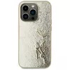 KARL LAGERFELD Wrinkled Metal Signature case voor iPhone 15 Pro - goud
