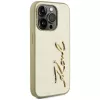 KARL LAGERFELD Wrinkled Metal Signature case voor iPhone 15 Pro - goud