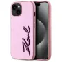 KARL LAGERFELD Wrinkled Metal Signature back cover voor Apple iPhone 15, roze