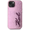 KARL LAGERFELD Wrinkled Metal Signature back cover voor Apple iPhone 15, roze