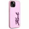 KARL LAGERFELD Wrinkled Metal Signature back cover voor Apple iPhone 15, roze