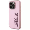 Karl Lagerfeld Wrinkled Metal Signature case voor iPhone 15 Pro, roze