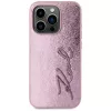 Karl Lagerfeld Wrinkled Metal Signature case voor iPhone 15 Pro, roze