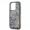 KARL LAGERFELD Liquid Glitter Monogram Gradient back cover voor Apple iPhone 15 Pro, zwart