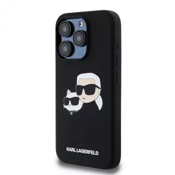Karl Lagerfeld KLHMP15LSKCHPPLK iPhone 15 Pro 6,1 zwart hardcase silicone Karl & Choupette MagSafe