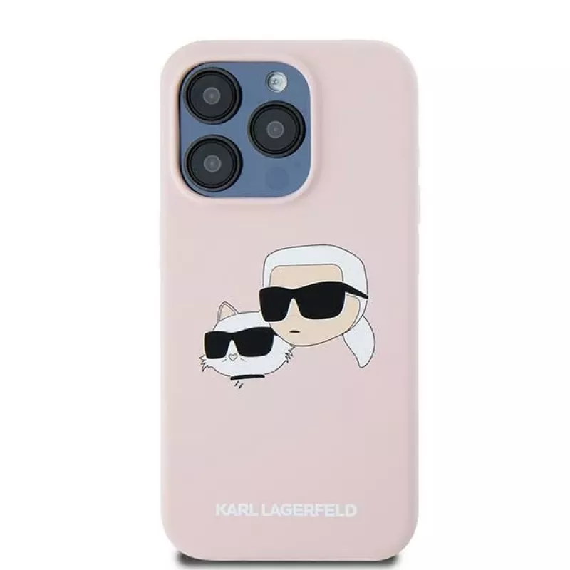 Karl Lagerfeld KLHMP15LSKCHPPLP iPhone 15 Pro 6.1 roze hardcase siliconen Karl & Choupette MagSafe