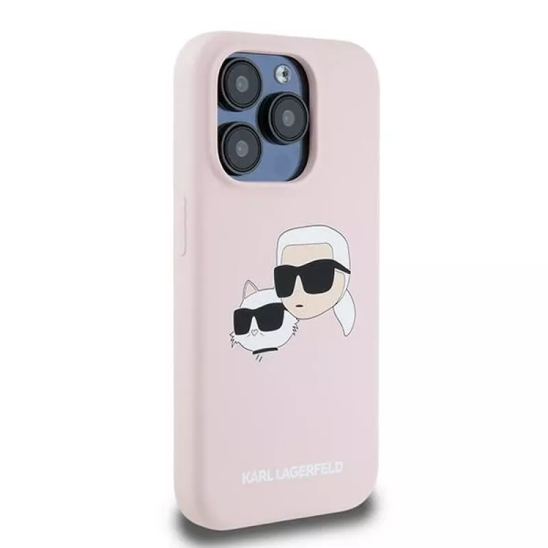 Karl Lagerfeld KLHMP15LSKCHPPLP iPhone 15 Pro 6.1 roze hardcase siliconen Karl & Choupette MagSafe