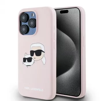 Karl Lagerfeld KLHMP15XSKCHPPLP iPhone 15 Pro Max 6,7 inch roze hardcase siliconen Karl & Choupette MagSafe