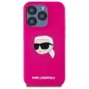 Karl Lagerfeld iPhone 15 Pro 6,1 inch siliconen hardcase met Karl-hoofdprint, MagSafe - fuchsia