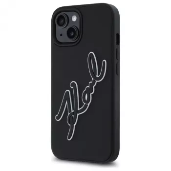 Karl Lagerfeld KLHCP15S3DRKSDLK iPhone 15 6,1 inch zwarte hardcase 3D rubber signature