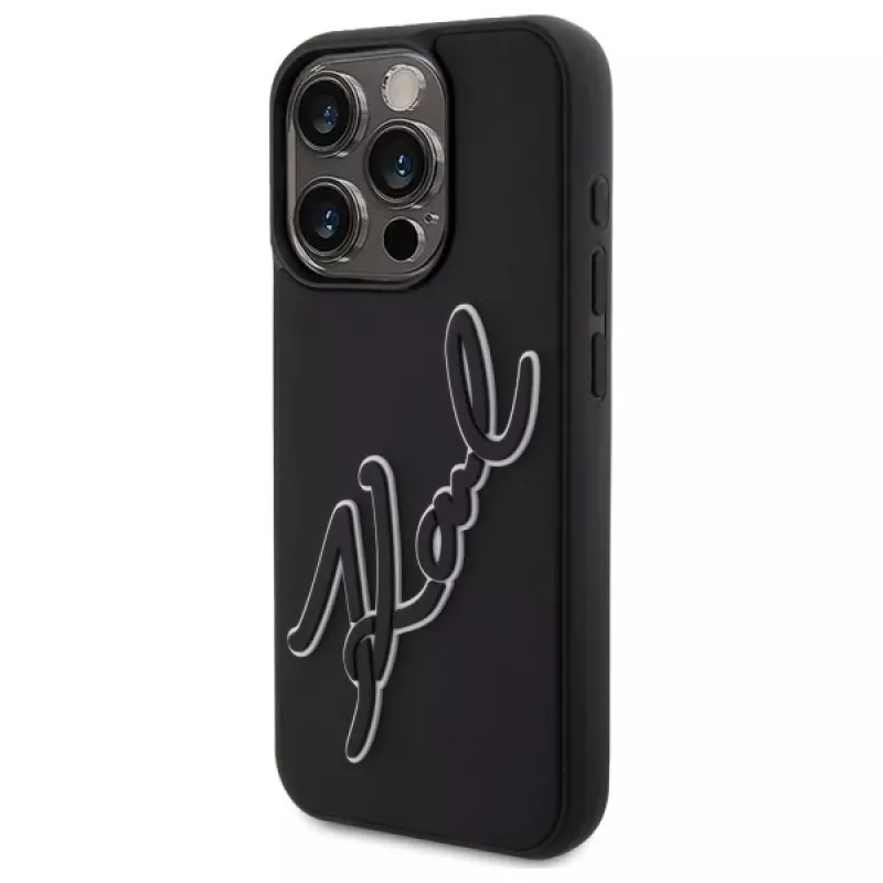 Karl Lagerfeld KLHCP15L3DRKSDLK iPhone 15 Pro 6.1 zwart hardcase 3D rubber signature
