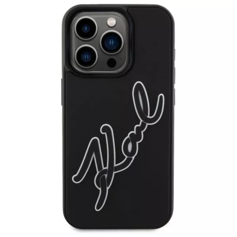 Karl Lagerfeld KLHCP15L3DRKSDLK iPhone 15 Pro 6.1 zwart hardcase 3D rubber signature