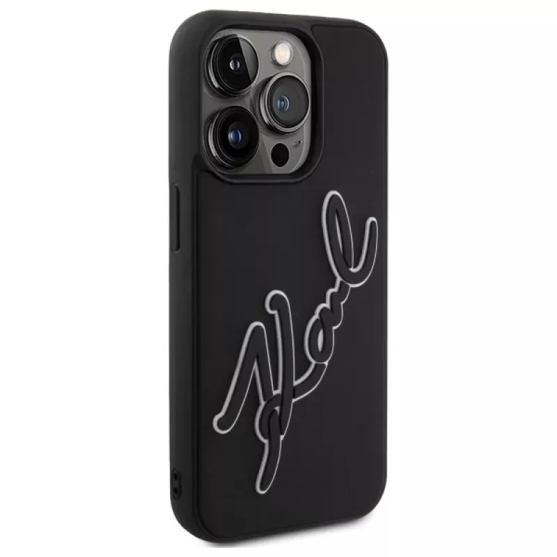 Karl Lagerfeld KLHCP15L3DRKSDLK iPhone 15 Pro 6.1 zwart hardcase 3D rubber signature