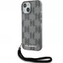 Karl Lagerfeld KLHCP15SHKDPNSK iPhone 15 / 14 / 13 6.1 zwart hardcase IML mono KL pattern & cord