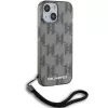 Karl Lagerfeld KLHCP15SHKDPNSK iPhone 15 / 14 / 13 6.1 zwart hardcase IML mono KL pattern & cord