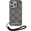 Karl Lagerfeld KLHCP15XHKDPNSK iPhone 15 Pro Max 6.7 zwart hardcase IML mono KL pattern & cord