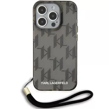 Karl Lagerfeld KLHCP15XHKDPNSK iPhone 15 Pro Max 6.7 zwart hardcase IML mono KL pattern & cord