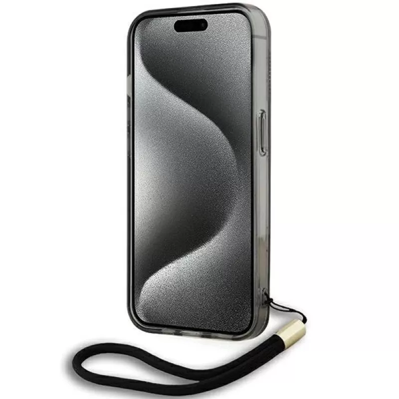 Karl Lagerfeld KLHCP15XHKDPNSK iPhone 15 Pro Max 6.7 zwart hardcase IML mono KL pattern & cord