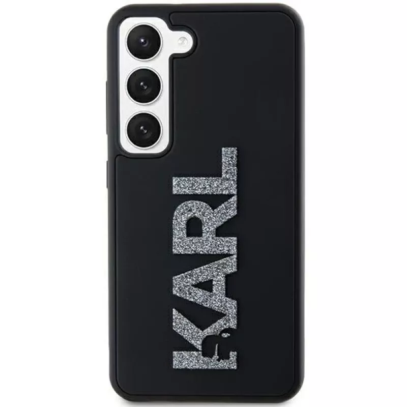 Karl Lagerfeld KLHCS24S3DMBKCK hardcase voor Samsung Galaxy S24, zwart, 3D rubber glitter logo