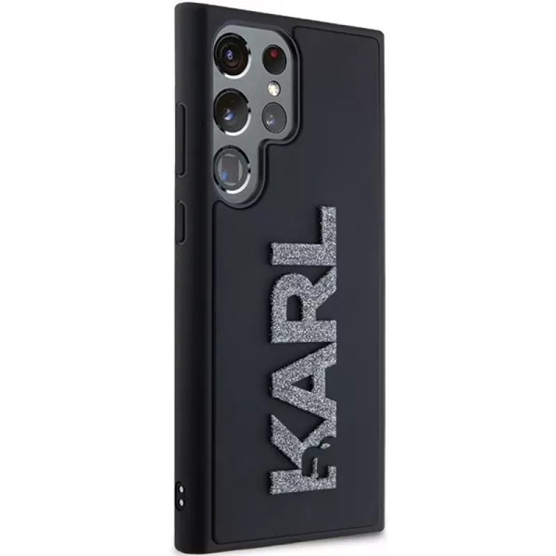 Karl Lagerfeld KLHCS24L3DMBKCK Samsung Galaxy S24 Ultra hardcase zwart 3D rubber glitter logo