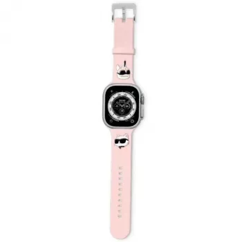 Karl Lagerfeld 3D rubber Karl & Choupette Heads Apple Watch band 38/40/41mm roze