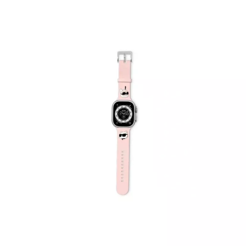 Karl Lagerfeld 3D rubber Karl & Choupette Heads Apple Watch band 38/40/41mm roze