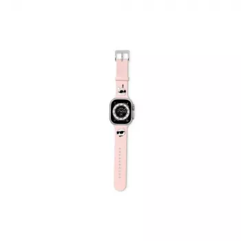 Karl Lagerfeld 3D rubber Karl & Choupette Heads band voor Apple Watch 42/44/45/49mm roze