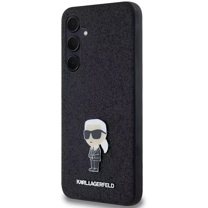KARL LAGERFELD Ikonik hardcase voor Samsung Galaxy A55 5G - zwart glitter met metaal pin