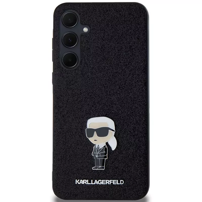 KARL LAGERFELD Ikonik hardcase voor Samsung Galaxy A55 5G - zwart glitter met metaal pin